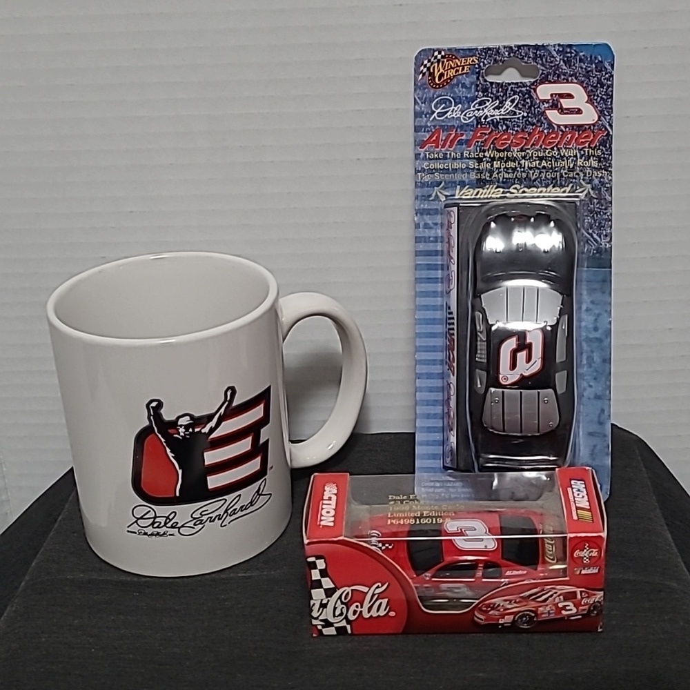 🚘🏁 Dale Earnhardt lot of 3 items Coca-Cola race car/mug & air freshener